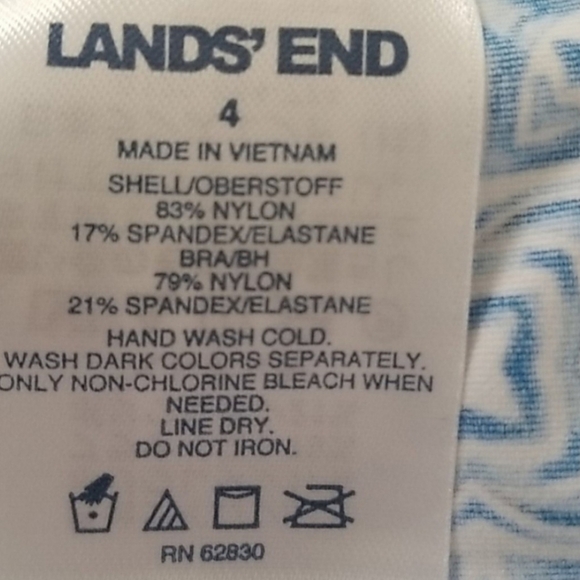 Lands' End Blue And White Blouson Tummy Hiding Tankini Top Sz 4 NWOT - Picture 10 of 11